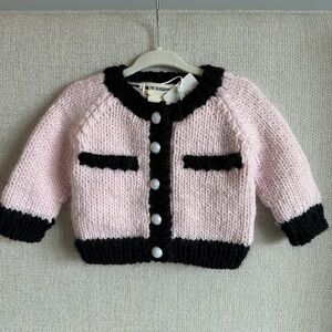 The Blueberry Hill Coco Cardigan Baby Pink & Black 6-12 mo NWT